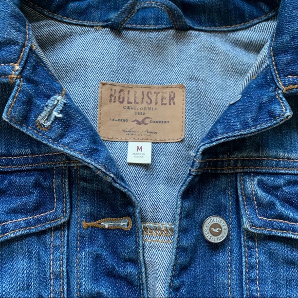 Distressed Jean Jacket Cropped Blue Hollister - M - Picture 2 of 7